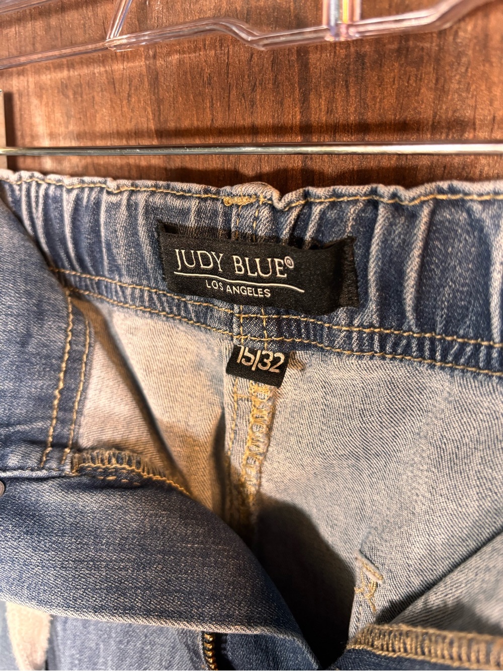 Judy Blue High Rise Elastic Waist Jeans Size 15/32 Drawstring Straight Leg Denim - Picture 4 of 6